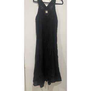 Mia Joy Joyfolie SunDress Black Medium Maxi Lined Sleeveless Bohemian Lace Neck